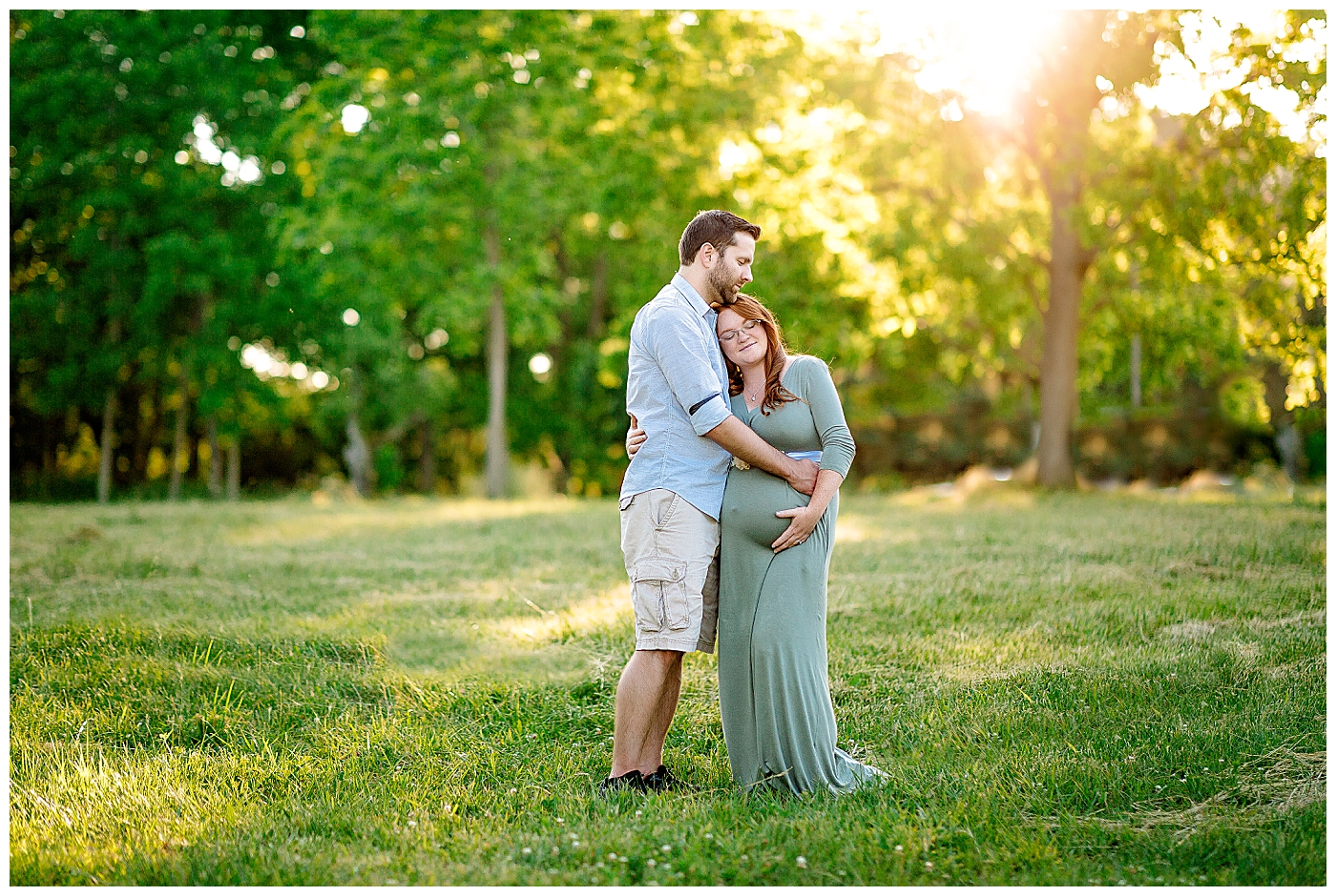 Husband and wife hugging in maternity portrait by Be Thou My Vision Photography
