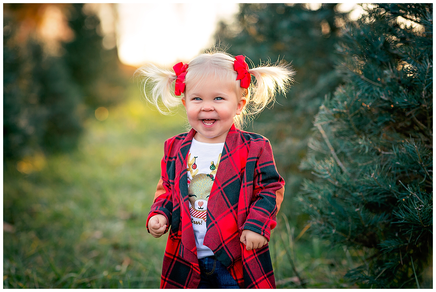 Happy little girl at Christmas Tree Farm in Harrisonburg, VA