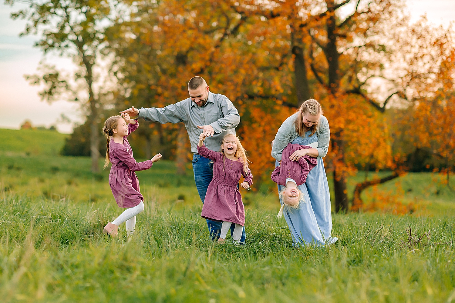 Family dancing in a field near Harrisonburg VA