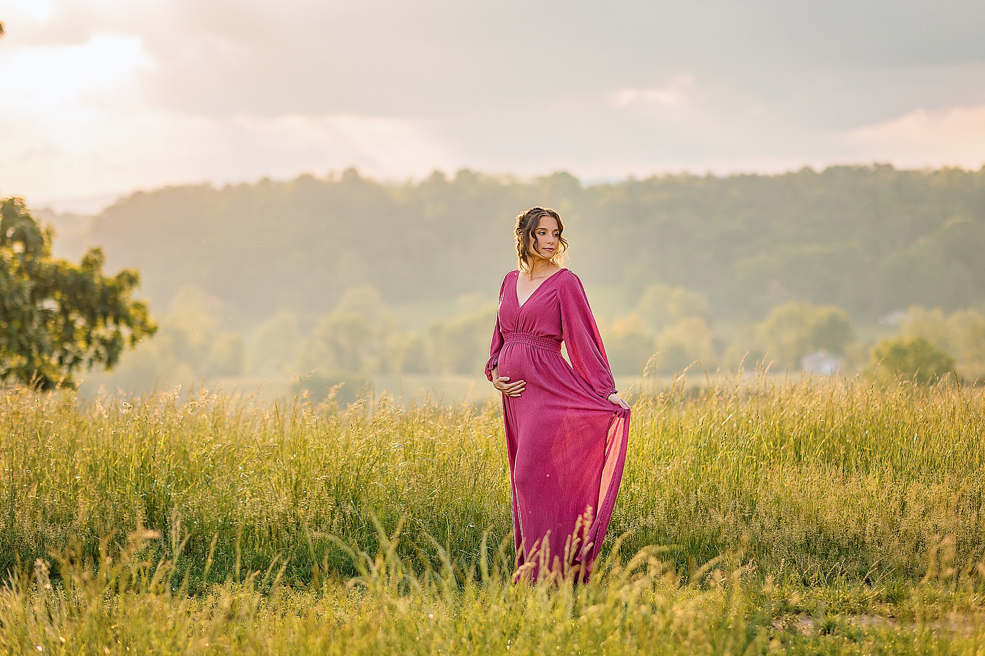 Pink dress on pregnang mom near Harrisonburg