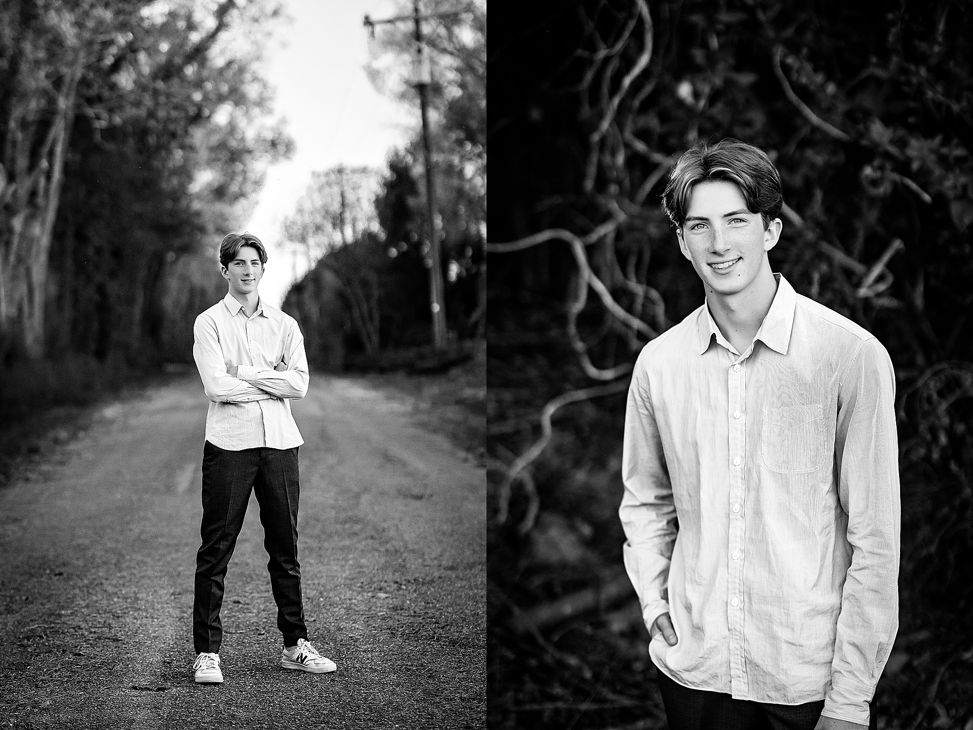 Black and white photos of teen boy in Harrisonburg