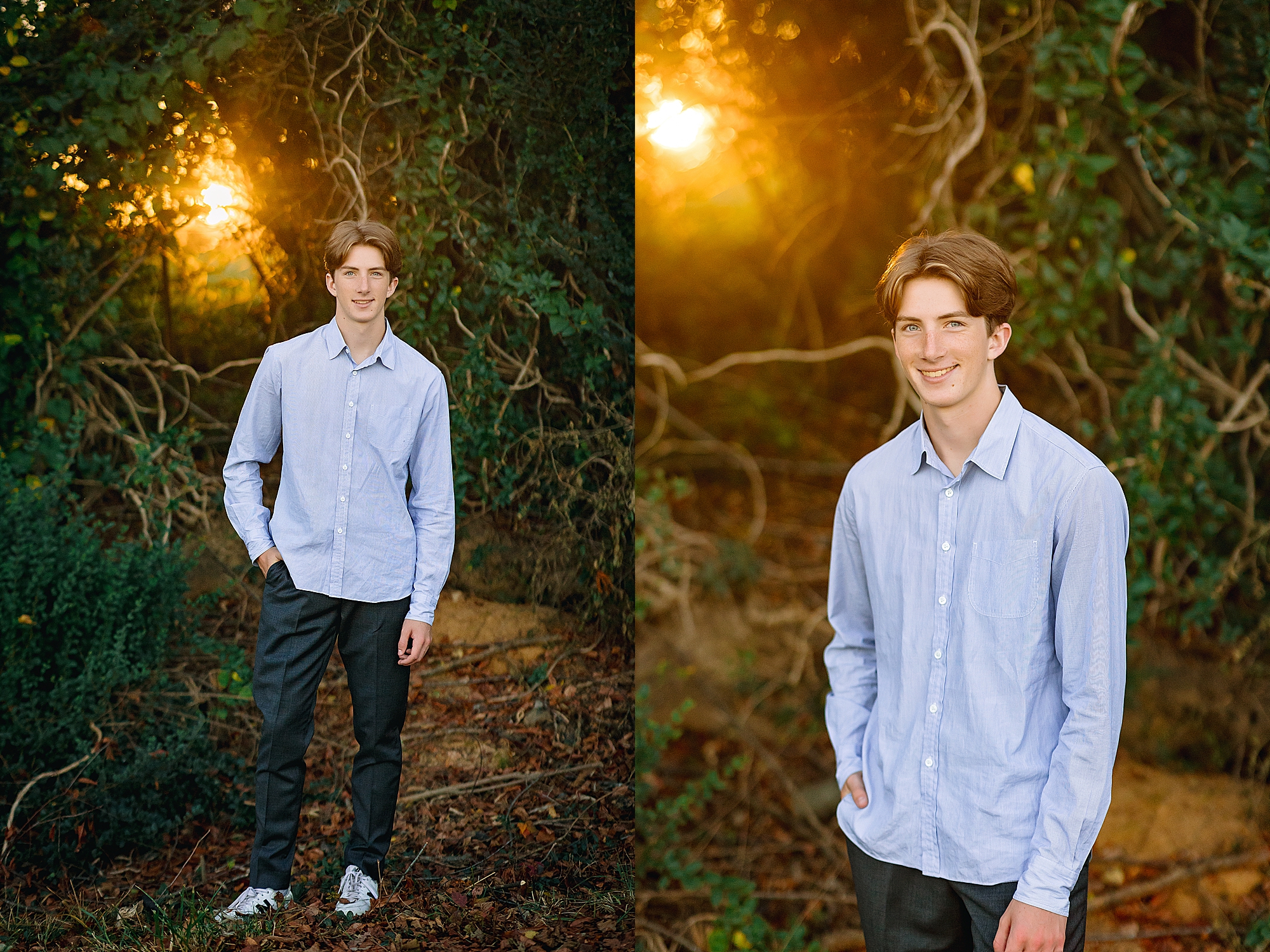 Teen boy posing with the sun set